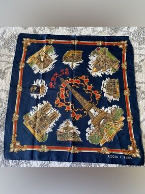 Roger L. Paris scarf French landmarks LAHMY Souvenir de Paris Scarf vintage